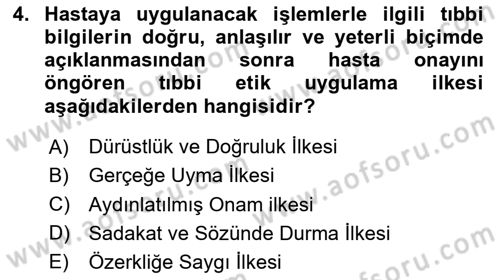 Sağlık Kurumlarında İletişim Dersi 2023 - 2024 Yılı (Vize) Ara Sınav Soruları 4. Soru