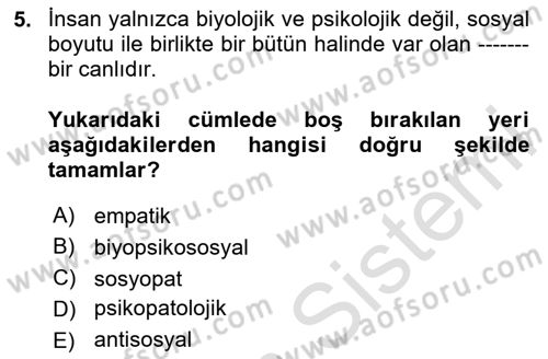 Sağlık Kurumlarında İletişim Dersi 2023 - 2024 Yılı (Vize) Ara Sınav Soruları 5. Soru