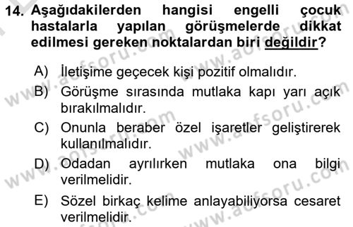 Sağlık Kurumlarında İletişim Dersi 2023 - 2024 Yılı (Final) Dönem Sonu Sınav Soruları 14. Soru