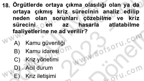 Sağlık Kurumlarında İletişim Dersi 2023 - 2024 Yılı (Final) Dönem Sonu Sınav Soruları 18. Soru