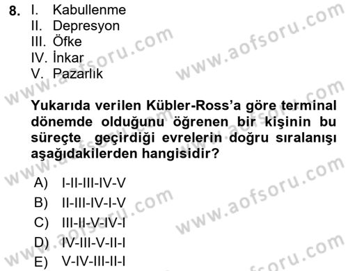 Sağlık Kurumlarında İletişim Dersi 2023 - 2024 Yılı (Final) Dönem Sonu Sınav Soruları 8. Soru