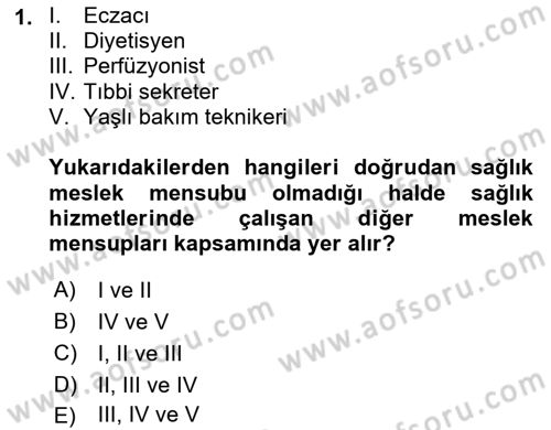 Sağlık Kurumlarında İletişim Dersi 2023 - 2024 Yılı Yaz Okulu Sınav Soruları 1. Soru