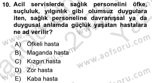 Sağlık Kurumlarında İletişim Dersi 2023 - 2024 Yılı Yaz Okulu Sınav Soruları 10. Soru