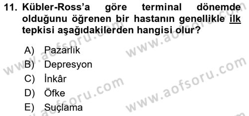 Sağlık Kurumlarında İletişim Dersi 2023 - 2024 Yılı Yaz Okulu Sınav Soruları 11. Soru
