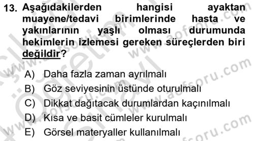 Sağlık Kurumlarında İletişim Dersi 2023 - 2024 Yılı Yaz Okulu Sınav Soruları 13. Soru