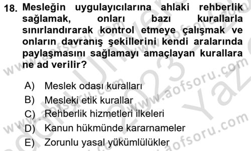 Sağlık Kurumlarında İletişim Dersi 2023 - 2024 Yılı Yaz Okulu Sınav Soruları 18. Soru