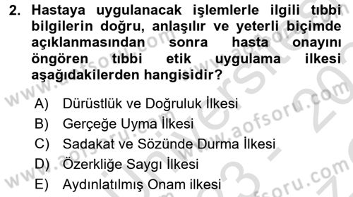 Sağlık Kurumlarında İletişim Dersi 2023 - 2024 Yılı Yaz Okulu Sınav Soruları 2. Soru