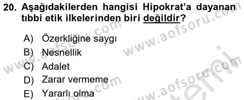 Sağlık Kurumlarında İletişim Dersi 2023 - 2024 Yılı Yaz Okulu Sınav Soruları 20. Soru