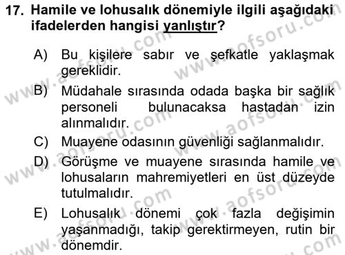 Sağlık Kurumlarında İletişim Dersi 2024 - 2025 Yılı (Vize) Ara Sınav Soruları 17. Soru