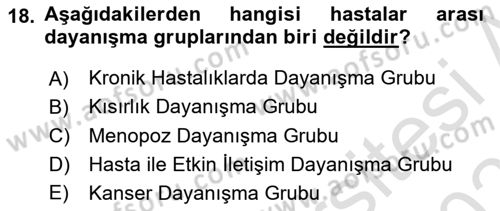 Sağlık Kurumlarında İletişim Dersi 2024 - 2025 Yılı (Vize) Ara Sınav Soruları 18. Soru