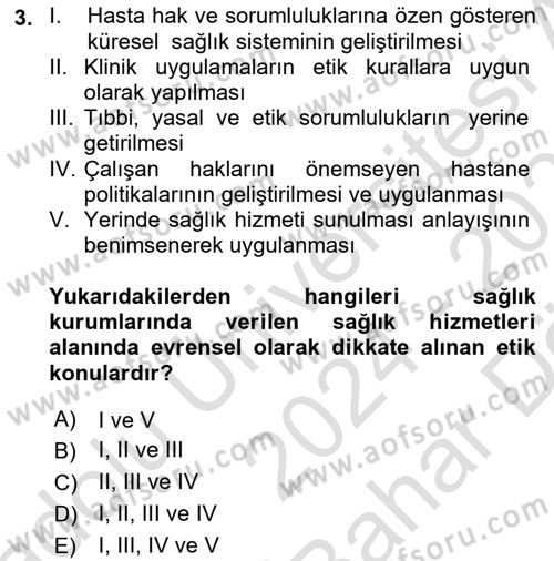 Sağlık Kurumlarında İletişim Dersi 2024 - 2025 Yılı (Vize) Ara Sınav Soruları 3. Soru