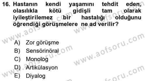 Sağlık Kurumlarında İletişim Dersi 2024 - 2025 Yılı (Final) Dönem Sonu Sınav Soruları 16. Soru