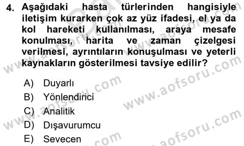Sağlık Kurumlarında İletişim Dersi 2024 - 2025 Yılı (Final) Dönem Sonu Sınav Soruları 4. Soru