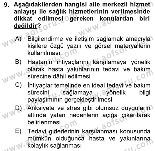 Sağlık Kurumlarında İletişim Dersi 2024 - 2025 Yılı (Final) Dönem Sonu Sınav Soruları 9. Soru