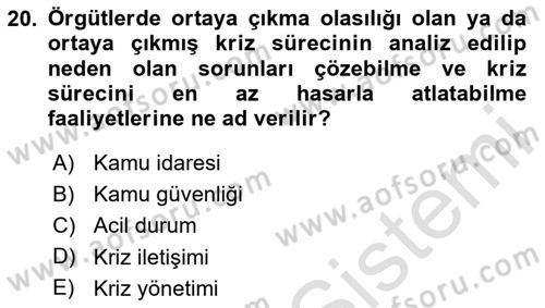 Sağlık Kurumlarında İletişim Dersi 2024 - 2025 Yılı Yaz Okulu Sınav Soruları 20. Soru