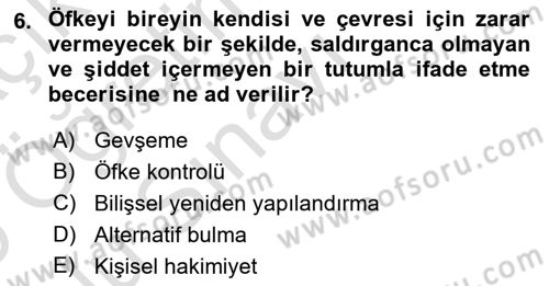 Sağlık Kurumlarında İletişim Dersi 2024 - 2025 Yılı Yaz Okulu Sınav Soruları 6. Soru
