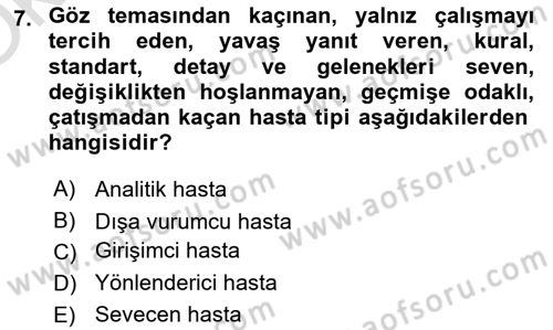 Sağlık Kurumlarında İletişim Dersi 2024 - 2025 Yılı Yaz Okulu Sınav Soruları 7. Soru