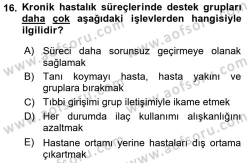 Sağlık Kurumlarında İletişim Dersi 2025 - 2026 Yılı (Vize) Ara Sınav Soruları 16. Soru