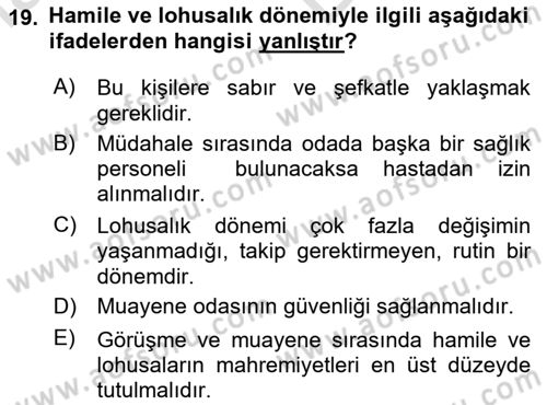 Sağlık Kurumlarında İletişim Dersi 2025 - 2026 Yılı (Vize) Ara Sınav Soruları 19. Soru