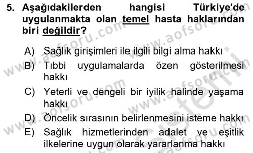 Sağlık Kurumlarında İletişim Dersi 2025 - 2026 Yılı (Vize) Ara Sınav Soruları 5. Soru