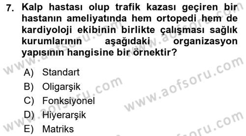 Sağlık Kurumlarında İletişim Dersi 2025 - 2026 Yılı (Vize) Ara Sınav Soruları 7. Soru