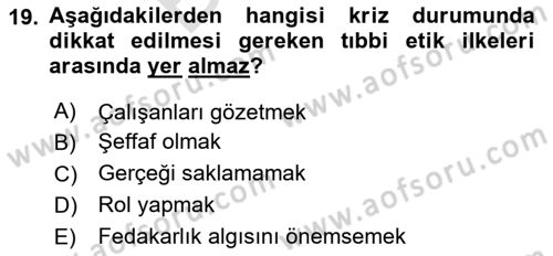 Sağlık Kurumlarında İletişim Dersi 2025 - 2026 Yılı (Final) Dönem Sonu Sınav Soruları 19. Soru