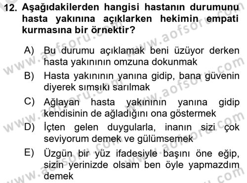 Sağlık Kurumlarında İletişim Dersi 2025 - 2026 Yılı Yaz Okulu Sınav Soruları 12. Soru