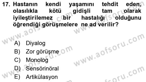 Sağlık Kurumlarında İletişim Dersi 2025 - 2026 Yılı Yaz Okulu Sınav Soruları 17. Soru