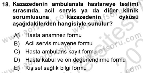 Sağlık Kurumlarında İletişim Dersi 2025 - 2026 Yılı Yaz Okulu Sınav Soruları 18. Soru