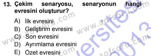 İletişim Ortamları Tasarımı Dersi 2012 - 2013 Yılı (Final) Dönem Sonu Sınav Soruları 13. Soru