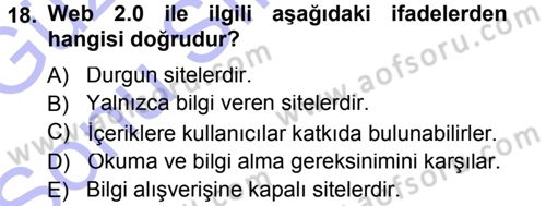 İletişim Ortamları Tasarımı Dersi 2012 - 2013 Yılı (Final) Dönem Sonu Sınav Soruları 18. Soru