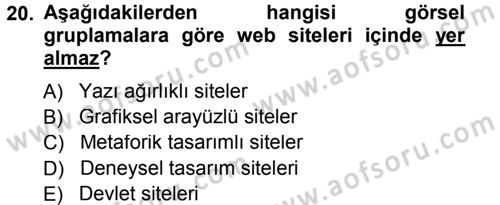 İletişim Ortamları Tasarımı Dersi 2012 - 2013 Yılı (Final) Dönem Sonu Sınav Soruları 20. Soru