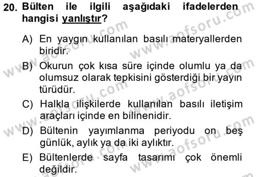 İletişim Ortamları Tasarımı Dersi 2013 - 2014 Yılı (Vize) Ara Sınav Soruları 20. Soru
