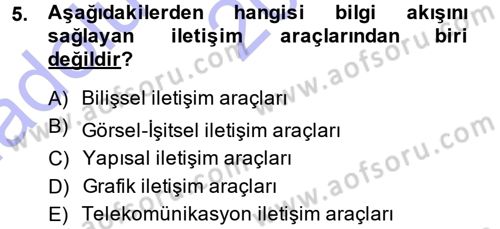 İletişim Ortamları Tasarımı Dersi 2013 - 2014 Yılı (Vize) Ara Sınav Soruları 5. Soru