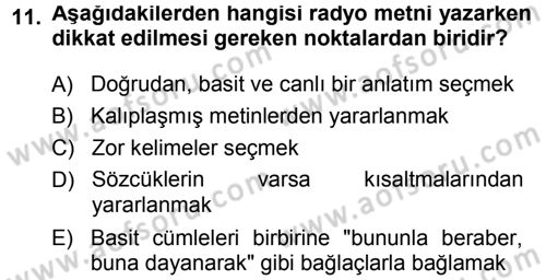 İletişim Ortamları Tasarımı Dersi 2013 - 2014 Yılı Tek Ders Sınav Soruları 11. Soru