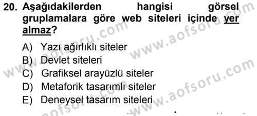 İletişim Ortamları Tasarımı Dersi 2013 - 2014 Yılı Tek Ders Sınav Soruları 20. Soru