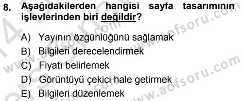 İletişim Ortamları Tasarımı Dersi 2013 - 2014 Yılı Tek Ders Sınav Soruları 8. Soru