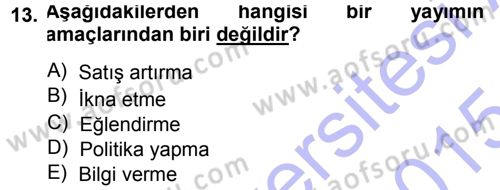 İletişim Ortamları Tasarımı Dersi 2014 - 2015 Yılı (Vize) Ara Sınav Soruları 13. Soru