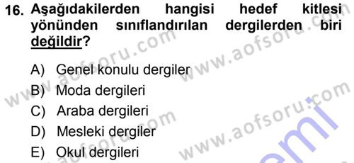 İletişim Ortamları Tasarımı Dersi 2014 - 2015 Yılı (Vize) Ara Sınav Soruları 16. Soru