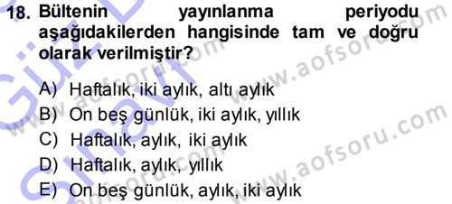 İletişim Ortamları Tasarımı Dersi 2014 - 2015 Yılı (Vize) Ara Sınav Soruları 18. Soru