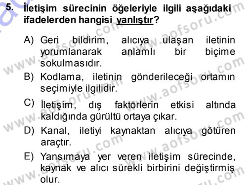 İletişim Ortamları Tasarımı Dersi 2014 - 2015 Yılı (Vize) Ara Sınav Soruları 5. Soru