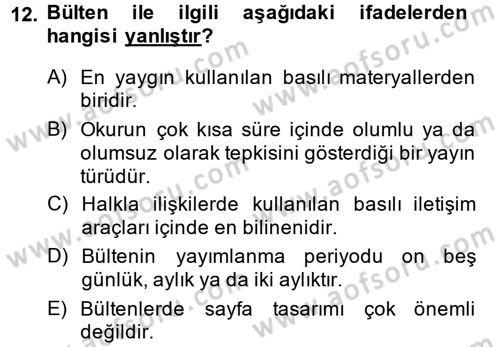 İletişim Ortamları Tasarımı Dersi 2014 - 2015 Yılı Tek Ders Sınav Soruları 12. Soru