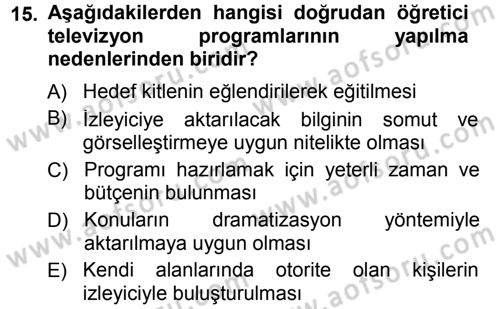 İletişim Ortamları Tasarımı Dersi 2014 - 2015 Yılı Tek Ders Sınav Soruları 15. Soru