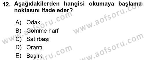 İletişim Ortamları Tasarımı Dersi 2015 - 2016 Yılı (Vize) Ara Sınav Soruları 12. Soru