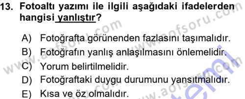 İletişim Ortamları Tasarımı Dersi 2015 - 2016 Yılı (Vize) Ara Sınav Soruları 13. Soru