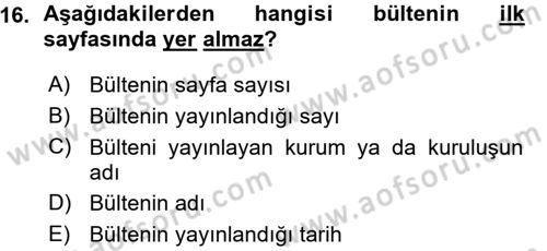 İletişim Ortamları Tasarımı Dersi 2015 - 2016 Yılı (Vize) Ara Sınav Soruları 16. Soru