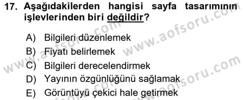 İletişim Ortamları Tasarımı Dersi 2015 - 2016 Yılı (Vize) Ara Sınav Soruları 17. Soru