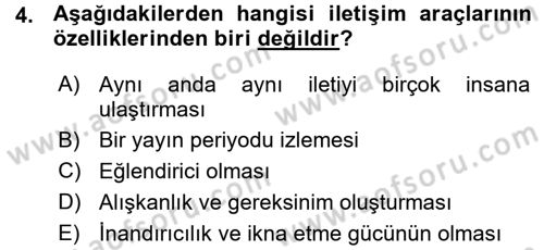 İletişim Ortamları Tasarımı Dersi 2015 - 2016 Yılı (Vize) Ara Sınav Soruları 4. Soru