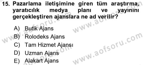 İletişim Ortamları Tasarımı Dersi 2015 - 2016 Yılı Tek Ders Sınav Soruları 15. Soru