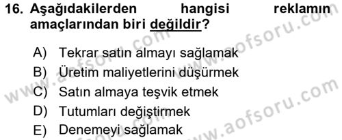İletişim Ortamları Tasarımı Dersi 2015 - 2016 Yılı Tek Ders Sınav Soruları 16. Soru